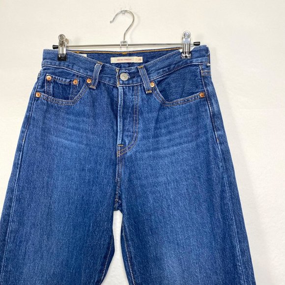 NEW Levis Wedgie Straight High Rise Button Fly Premium Jeans Blue 25 - Picture 4 of 7